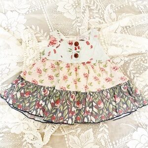 SweetHoney Pink and Blue Floral Tiered Baby Dress